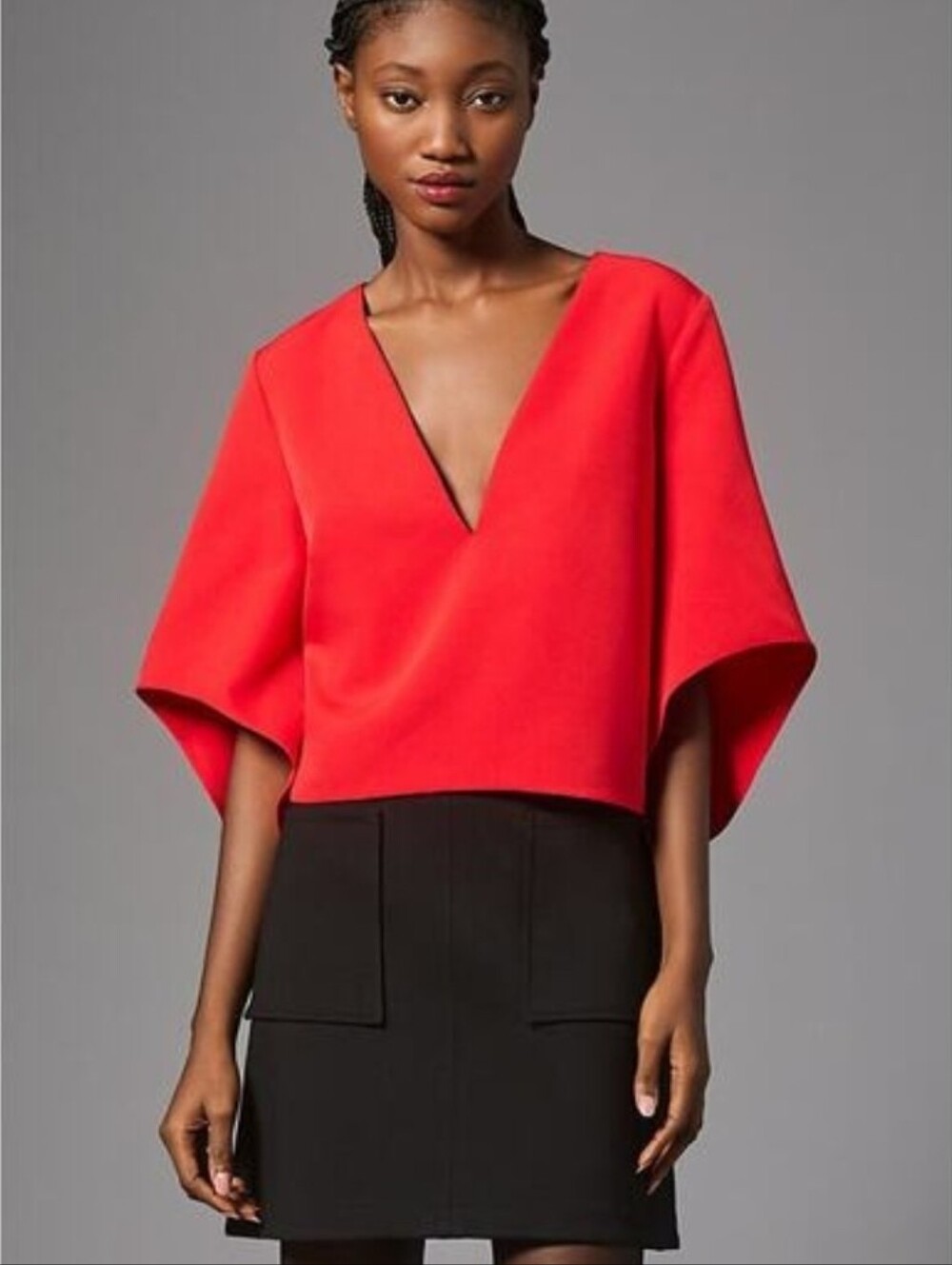 Mare Mare x Anthropologie Red Veronica Cape Blouse Size Medium